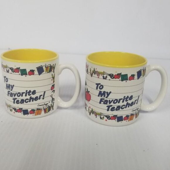 Teacher Mugs To My Favorite Teacher Vintage books pencils coffee cup tea 1991 - Picture 3 of 8